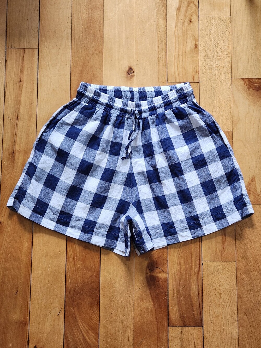 Tropic of C Boy Shorts in Navy Gingham - M